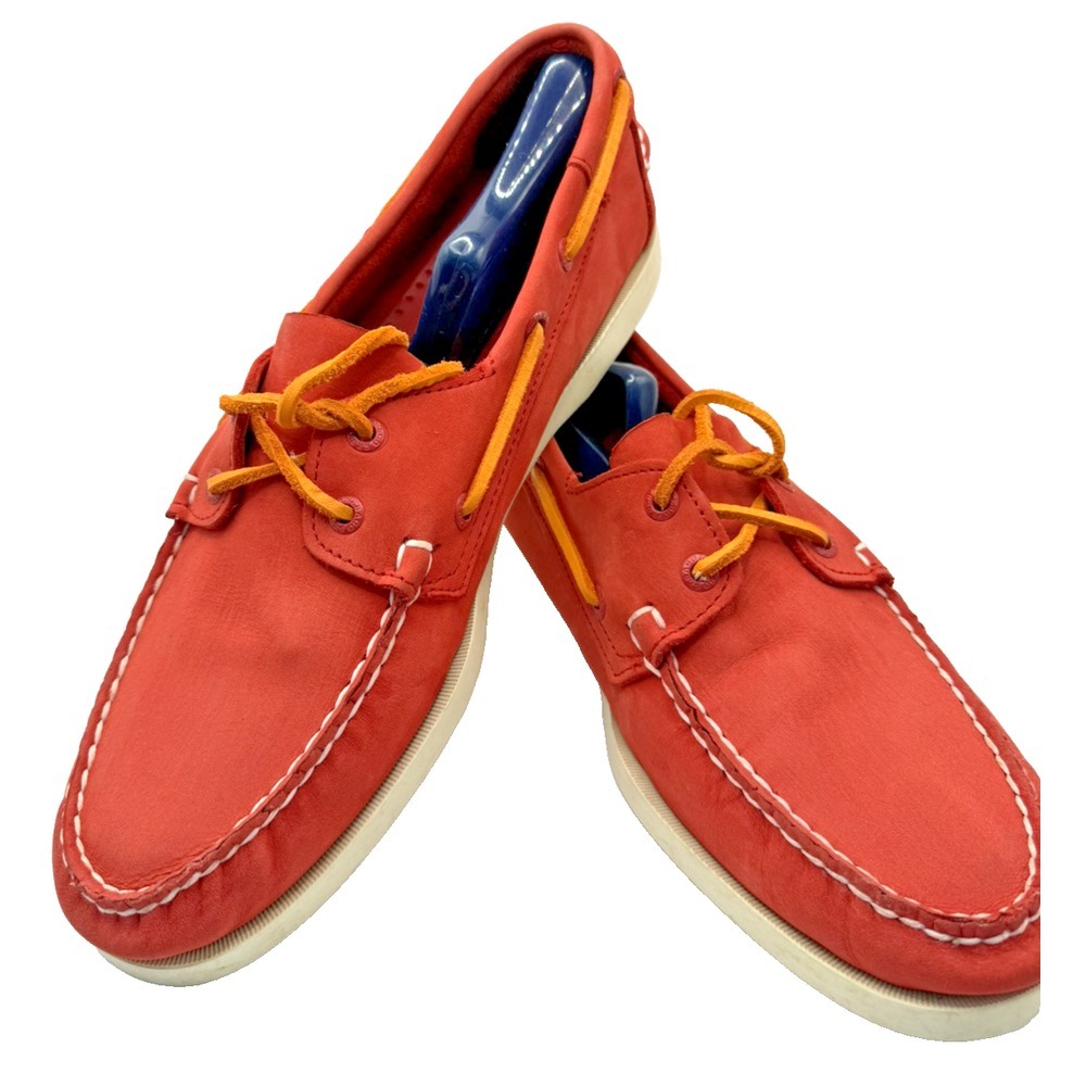 Sebago Docksiders Sz 10 Red Authentic Portland Ariprene Suede Leather Slip Resis